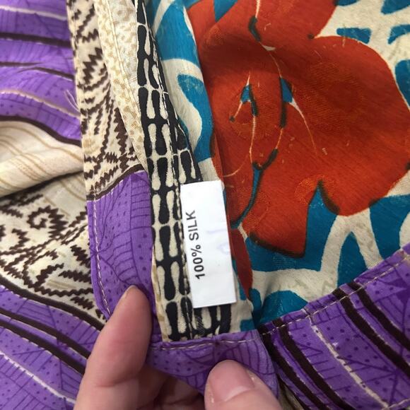 100% Silk Wrap Maxi Skirt Made in India Reversible Boho Colorful Gypsy - Picture 11 of 11